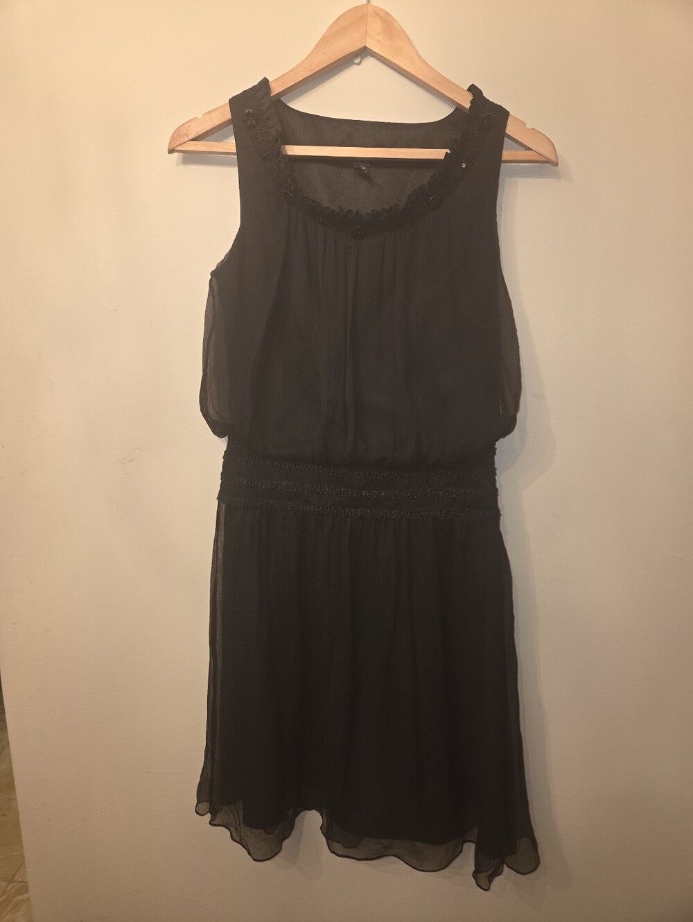 Womens Black Sleeveless Blouson Waist Dress